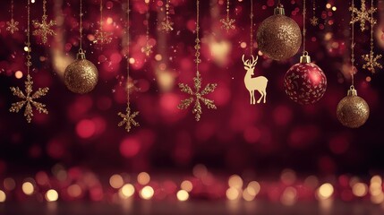 Fototapeta premium Festive Christmas Decorations with Ornaments and Snowflakes