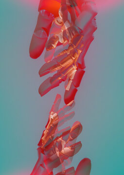 Colorful hands reaching in connection