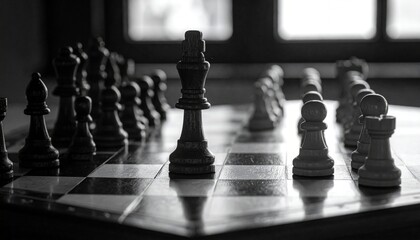 Chess pieces on a chessboard.