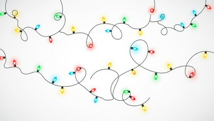 Naklejka premium Christmas lights vector string colorful holiday lights party decoration xmas lights festive lights design vector