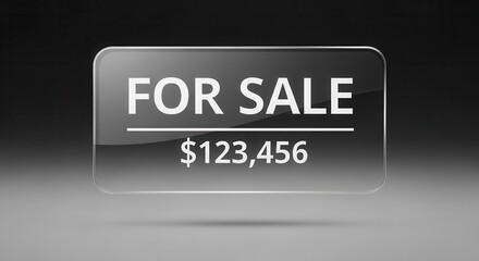 Glowing glass sign displays a fixed monetary amount under a prominent sales message