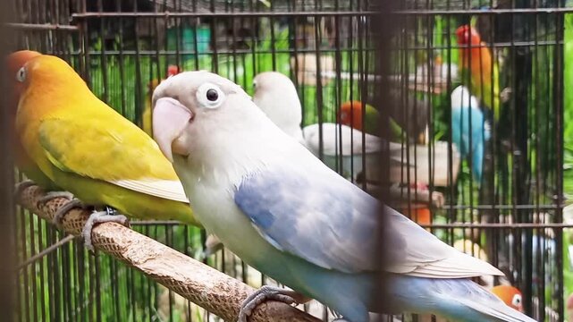 The beautiful feathers of the Fischer's Lovebird (Agapornis Fischer) are influenced by the natural pigments produced by its body and the structure of the physical properties of its feathers.
