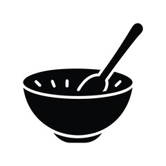 Bowl Of Food With Spoon Icon Vector Illustration