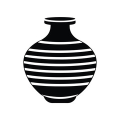 Clay Pot With Horizontal Stripe Icon Vector Illustration