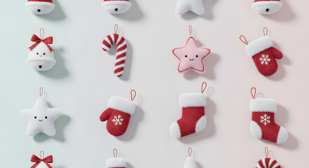 Christmas Ornaments Pattern: Cute and Festive Holiday Decorations on Gradient Background