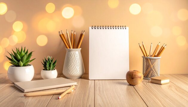 Minimalist Teacher's Desk Composition with Copy Space for Education and Back to School Concepts