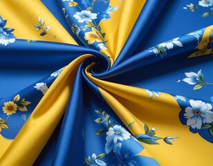 Silk scarf with floral design and a vibrant color scheme