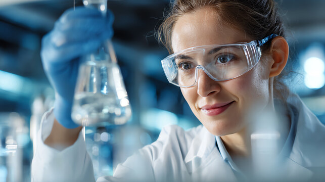 A scientist carefully analyzes an experiment in a laboratory environment, showcasing dedication and precision.