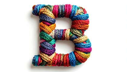 Colorful rope B against white background.
