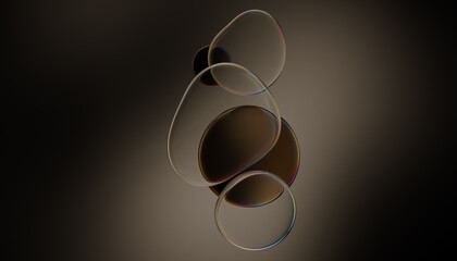 Abstract Glass Bubbles Forming Fluid Shapes in Warm Brown Gradient 