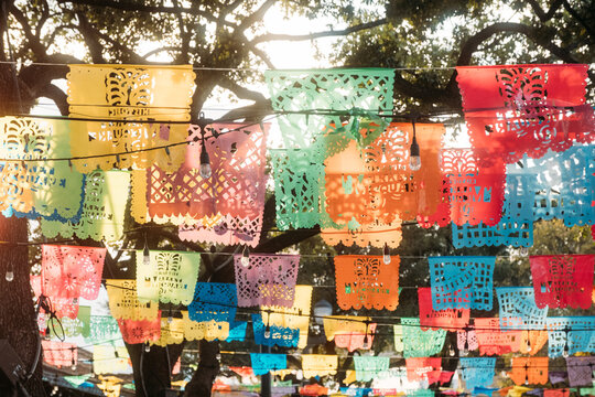 Colorful Papel picado Mexican paper banners