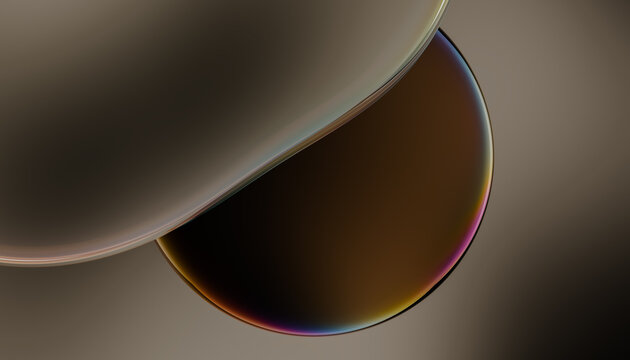 Abstract Glass Bubbles Forming Fluid Shapes in Warm Brown Gradient 