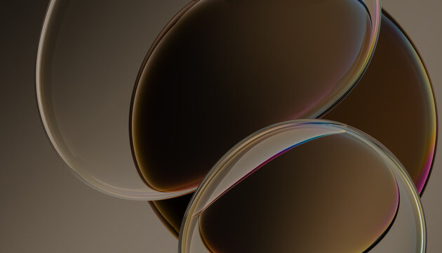 Abstract Glass Bubbles Forming Fluid Shapes in Warm Brown Gradient 