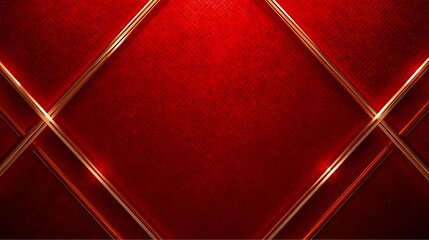 Lux Red Geometric Gold Frame Background for Luxury, Corporate, and Holiday Design Projects