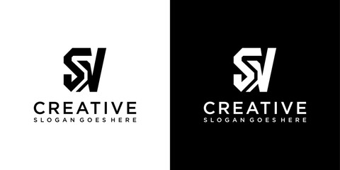 SW or WS initial letter logo design vector