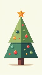 Festive Christmas tree adorned with colorful baubles and a shining star, ready to spread holiday cheer and festive spirit during the joyous holiday season