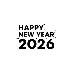 Celebrate the arrival of 2026 with a bold, modern 'Happy New Year' graphic, perfect for festive announcements and seasonal designs.