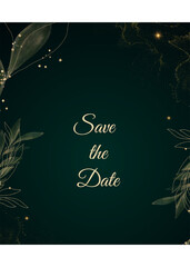 Luxury invitation card gold floral on royal blue vector. Design card template for wedding, birthday, party, celebration, birthday. Save the date, greeting card customizable