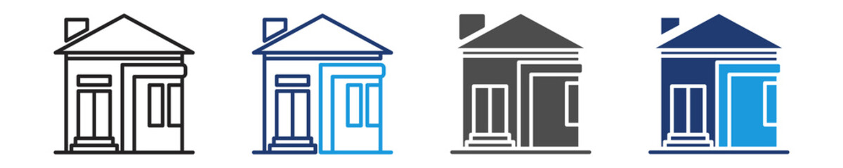 villa  icon set multiple style