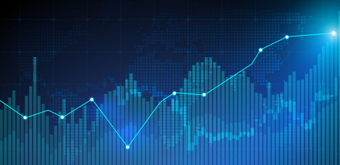 Trading background blue background or stock market vector