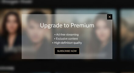 Digital subscription service prompts user to upgrade for enhanced viewing features