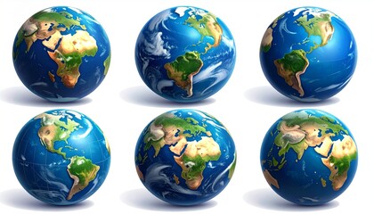 Earth globes in different perspectives.