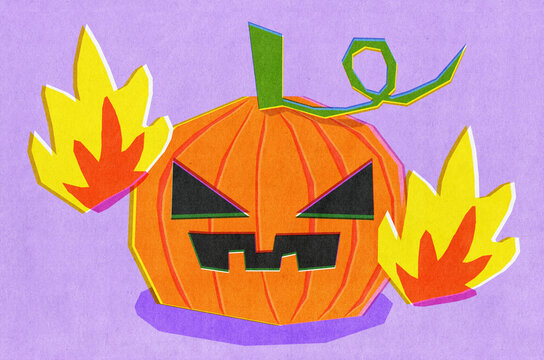 Halloween pumpkin flames illustration