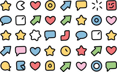 A set of vector for web design elements featuring arrows, icons, and direction symbols in a circle collection