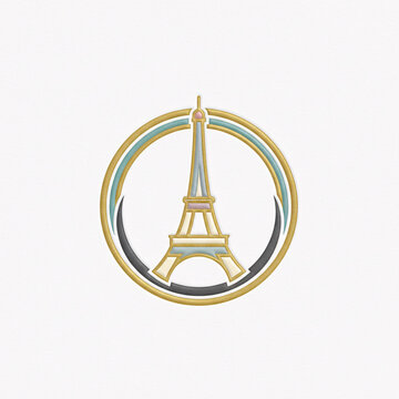 Gold silhouette vector icon of the famous Eiffel Tower, a romantic French landmark in Paris, France, perfect for travel and tourism illustration