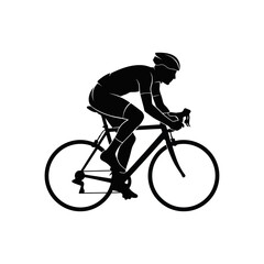 Fototapeta premium Black silhouette of professional road cyclist isolated vector graphic