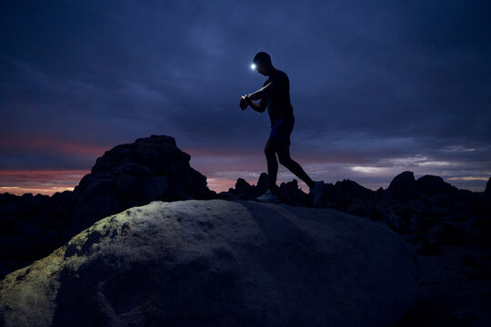 Athlete exercising in Joshua Tree National Park