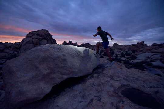 Man exercising in Joshua National Park
