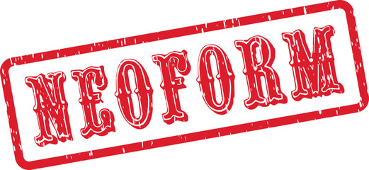 NEOFORM Red Rectangular Rubber Stamp Design with Distressed Grungy Texture for Modern Shape