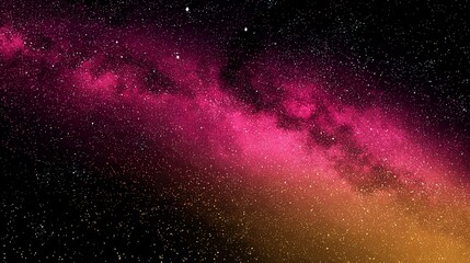A vibrant cosmic expanse featuring a gradient of colors and a luminous galactic center