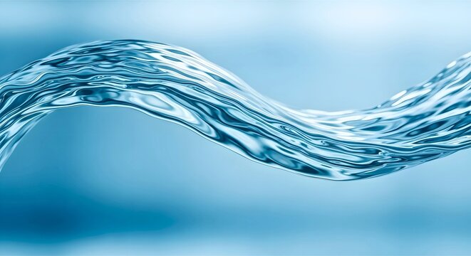 An elegant flow of clear blue liquid waves - Powered by Adobe
