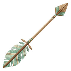 Rustic charm meets bohemian spirit: A hand-drawn arrow illustration with earthy tones and intricate details evokes a sense of adventure and cultural heritage