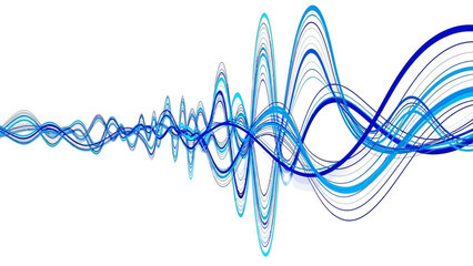 Stunning blue sound waves on a clean white background creating a dynamic flow, perfect for tech, science and music related projects and vibrant designs