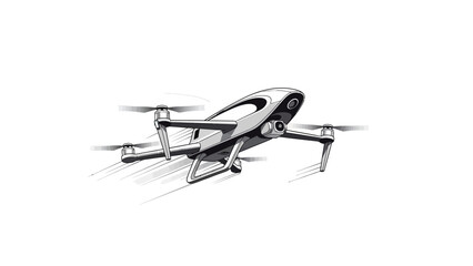 Sleek modern drone soaring through the air for aerial photography and innovative surveying, perfect for real estate and cutting edge tech applications