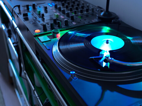 Vibrant Turntable Setup in a at home