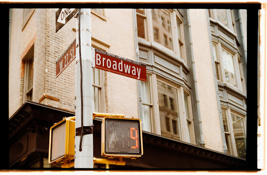 Street Corner Sign in New York City Showing Broadway and 19th Street