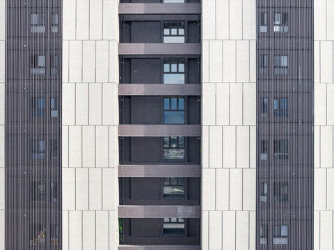 Modern Building Facade with Symmetrical Design