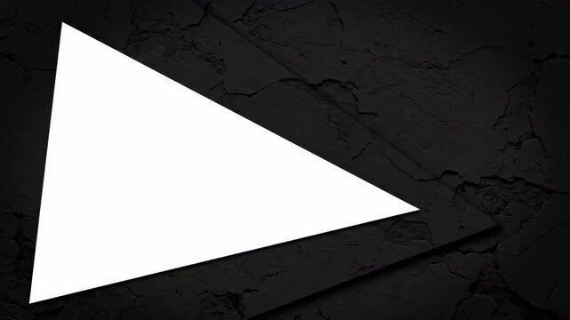 Seamless loop of a sharp white triangular void expanding slowly across a dark charcoal background creating intentional geometric asymmetry monochrome, white shape, modern