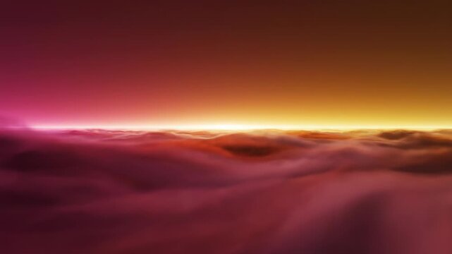 Seamless loop of a vibrant abstract horizon line slowly shifting colors from deep violet to soft goldenrod peaceful, slowly shifting colors, deep focus