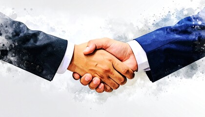 Handshake with deal, business agreement, and office.