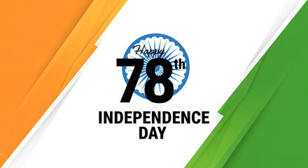 78th happy independence day india banner with abstract tricolor strokes and ashoka chakra