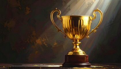Golden Trophy Cup with Achievement, and Winner.
