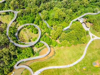 A circular walking path in the park