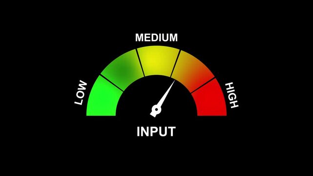 Input Level Gauge Meter Showing Medium Intensity On A Background.