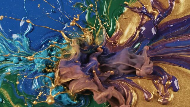 Seamless loop of brilliant liquid colors swirling and blending across an abstract, undefined visual field hypnotic, neon, desktop background