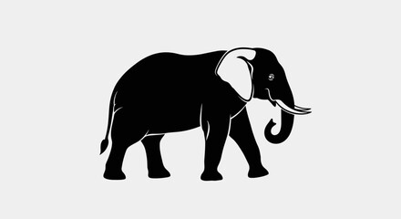 Majestic elephant silhouette confidently strides forward, a powerful symbol of strength and resilience for impactful designs.